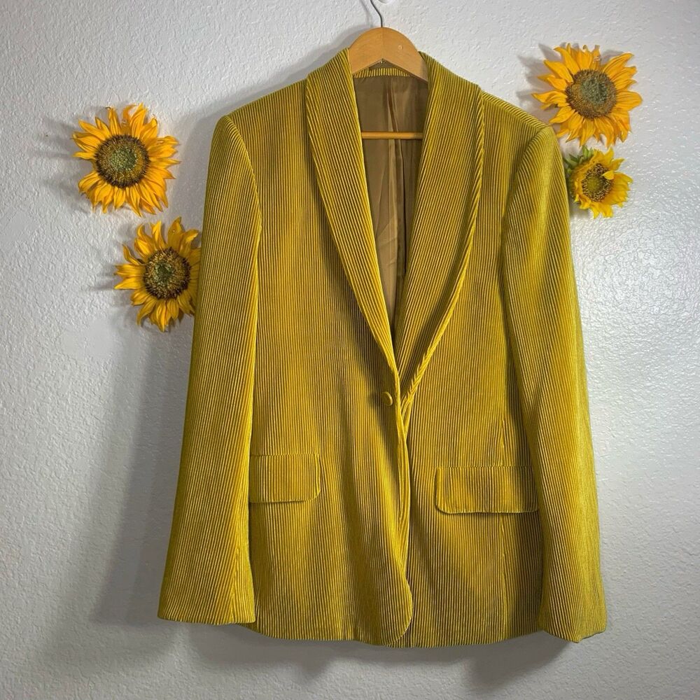 ASOS Men’s Mustard Pleated Corduroy Suit Jacket Size 36”